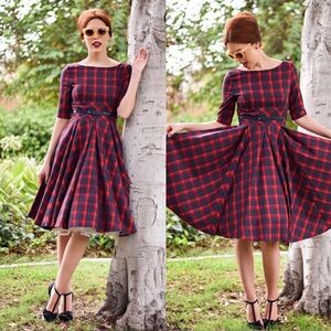 The pretty dress company 50’s Style Tartan Plaid Swing Dress
